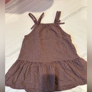Zara Kids Dress in Burgundy and Cream Checkered Pattern